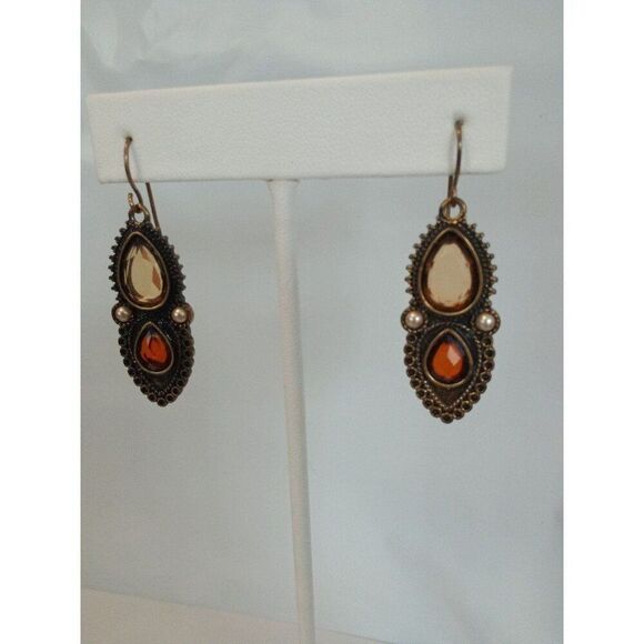 Vintage Earrings Faux Gems & Pearls - Picture 4 of 6